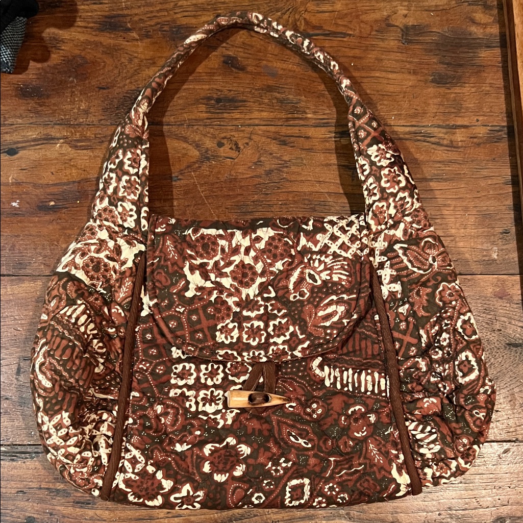 Rare 1970s Cotton Quilted Patterned Womens Bag